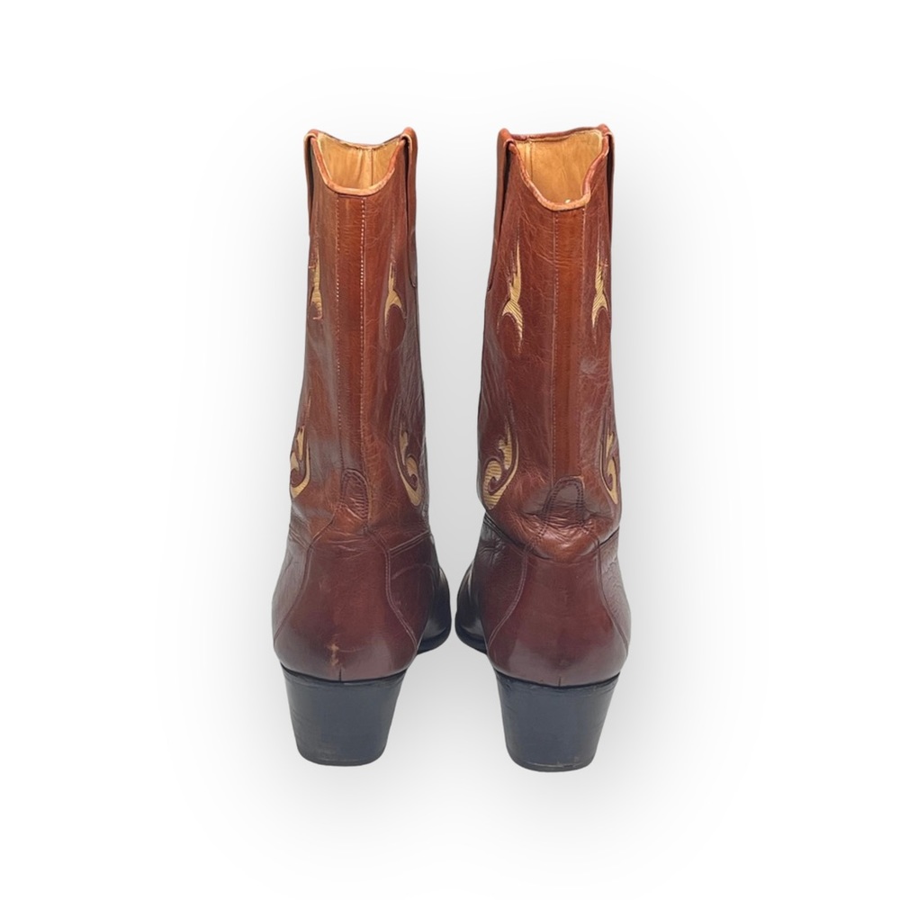 Vintage 70’s: Pierre Cardin  Leather Western Inspired Cut Out Boots  Cognac 9M - Picture 4 of 16